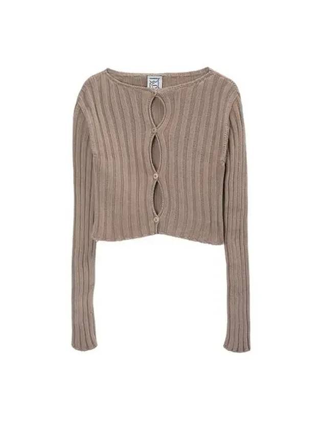 Women's MACAU Cardigan Light Brown KNMAC CO SP24 - BASERANGE - BALAAN 1