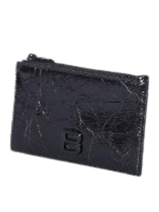 B Logo Zipper Leather Card Wallet Black - BALENCIAGA - BALAAN 3