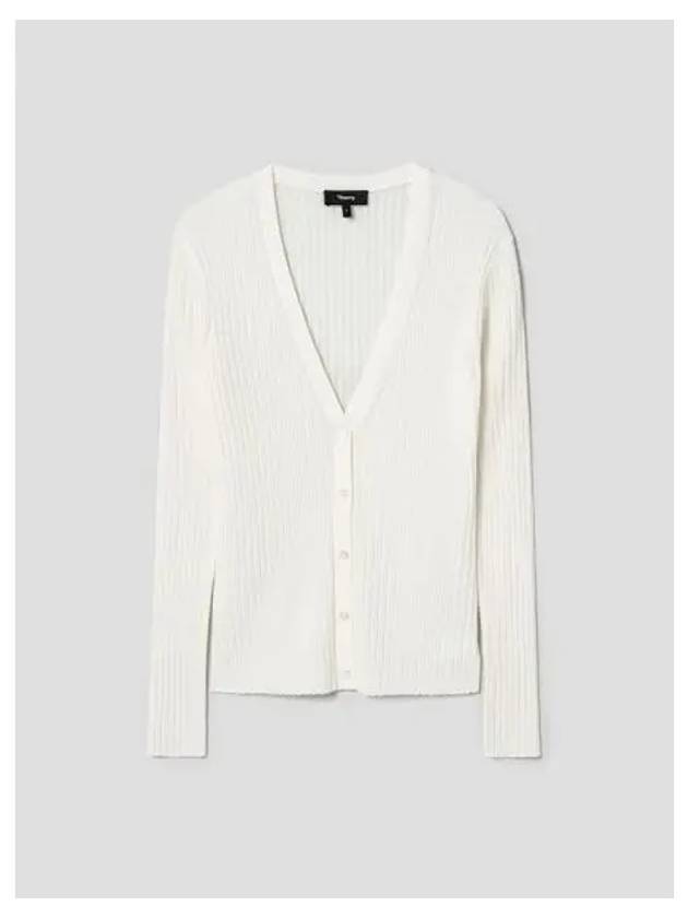 Women s Merino Wool Wide Rib Spring Fall Cardigan Ivory Domestic Product GM0024022376696 - THEORY - BALAAN 1