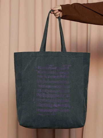 Music Large Tote Bag Charcoal - UNALLOYED - BALAAN 1