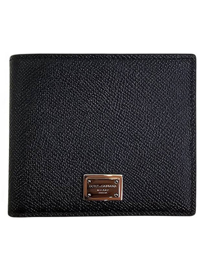 Logo Plaque Calf Leather Half Wallet Black - DOLCE&GABBANA - BALAAN 2