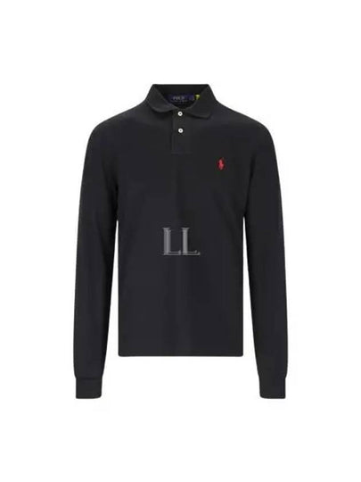 Embroidered Logo Slim Fit Polo Shirt Black - POLO RALPH LAUREN - BALAAN 2