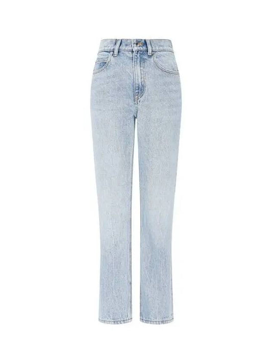 Logo Patch High Rise Stovepipe Jeans Light Indigo 270351 - ALEXANDER WANG - BALAAN 1