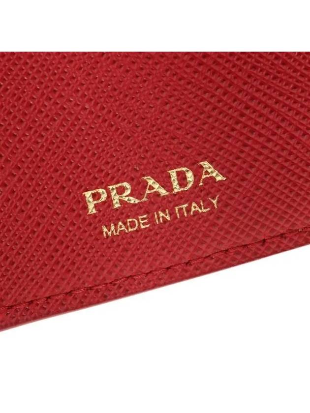 Saffiano Triangle Logo Flap Half Wallet Red - PRADA - BALAAN 10