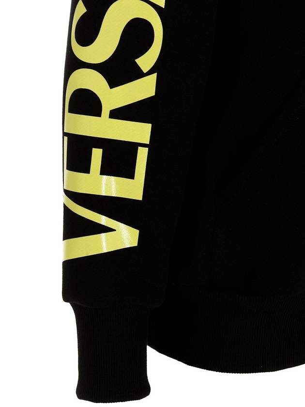 Logo Printed Drawstring Hoodie Black - VERSACE - BALAAN 6