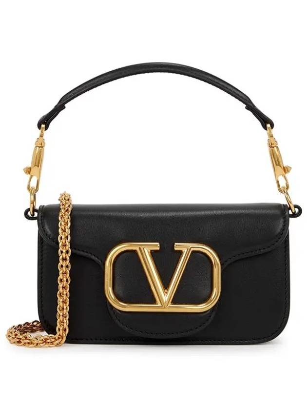 V Logo Buckle Calfskin Small Shoulder Bag Black - VALENTINO - BALAAN 2