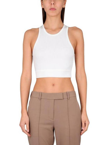 Cropped Rib Knit Sleeveless White - HELMUT LANG - BALAAN 1