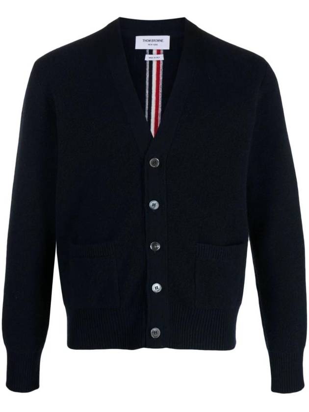 Brushed effect virgin wool cardigan MKC556AY1029 - THOM BROWNE - BALAAN 1