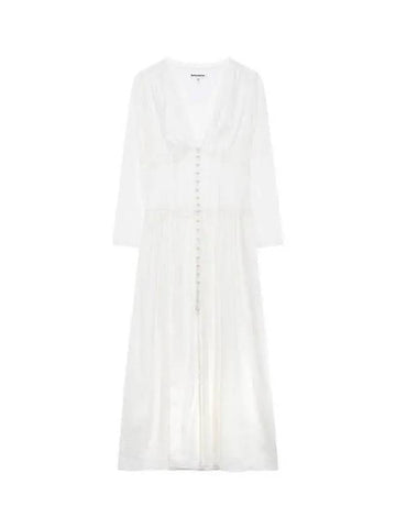 Lace trim V neck long dress Lillia Ivory - REFORMATION - BALAAN 1