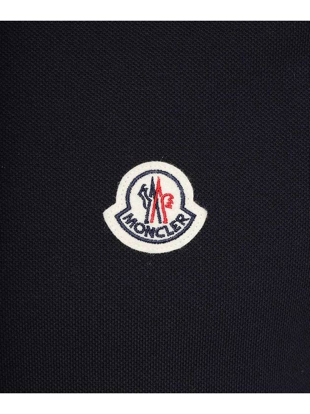 Stripe Trimming Logo Short Sleeve Polo Shirt Navy - MONCLER - BALAAN 4