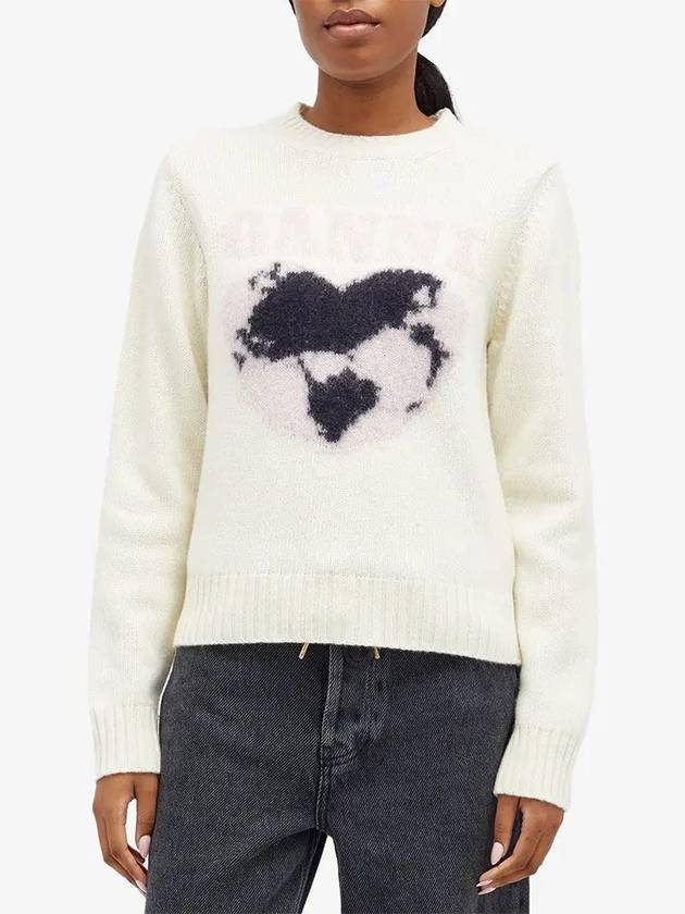 Heart Intarsia Knit Top Egret - GANNI - BALAAN 3