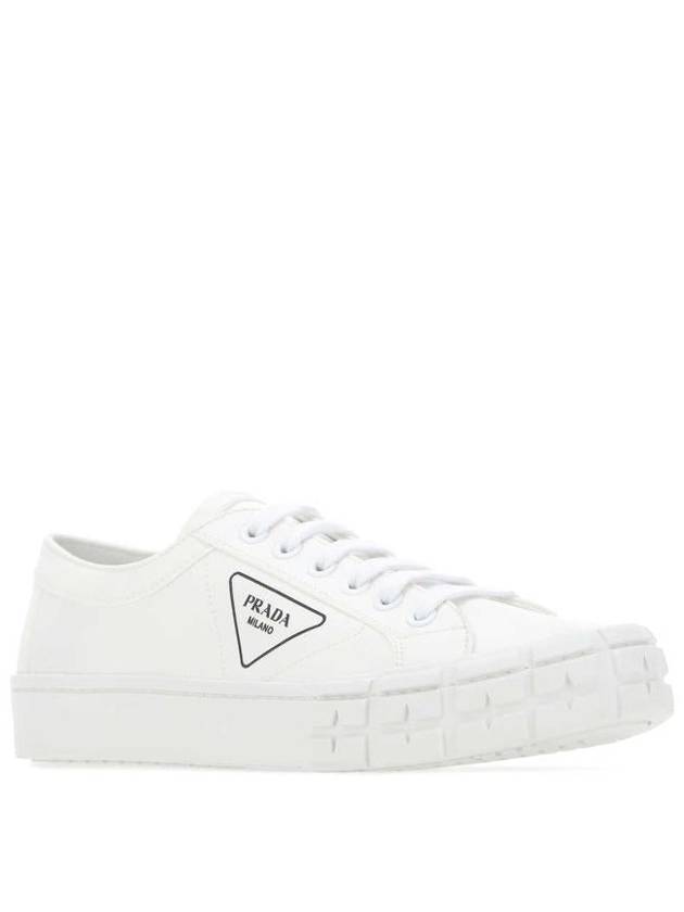 Men's Gabardine Fabric Low Top Sneakers White - PRADA - BALAAN 3