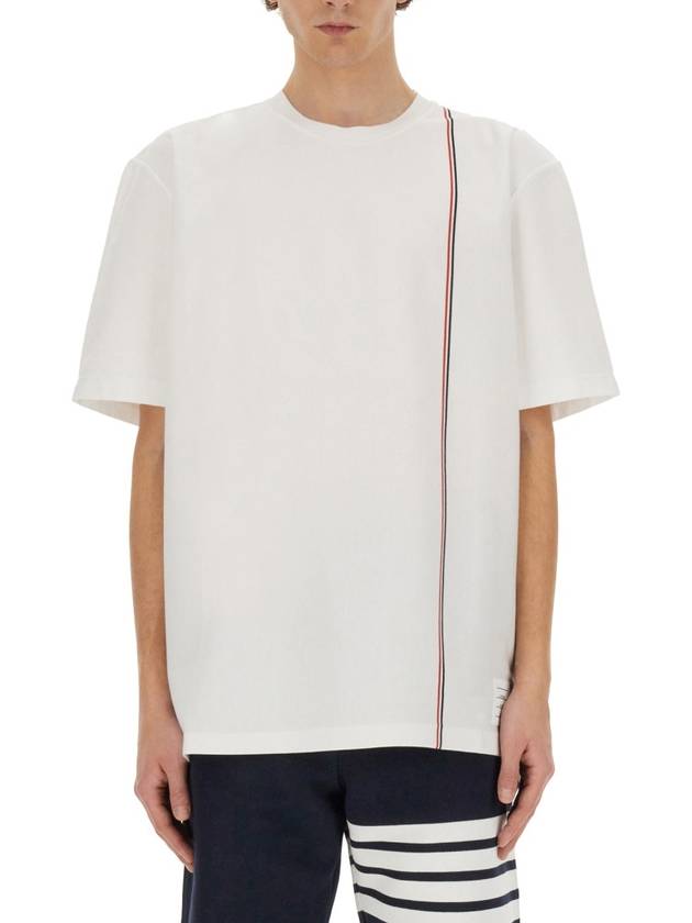 RWB Stripe Cotton Short Sleeve T-shirt White - THOM BROWNE - BALAAN 4