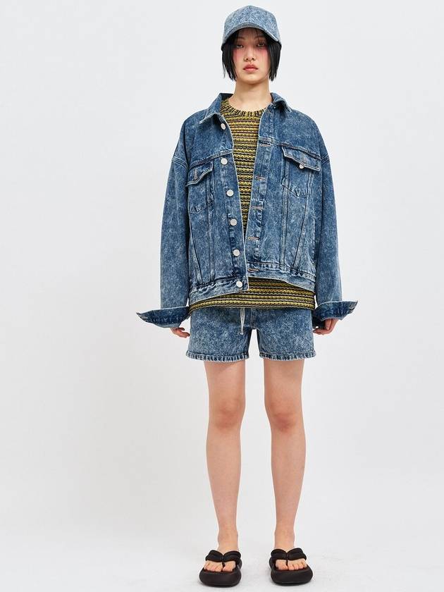 Oversized Denim Trucker Denim Jacket Blue - C WEAR BY THE GENIUS - BALAAN 5