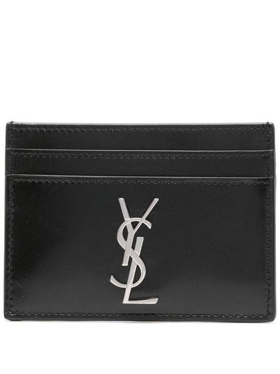 Monogram Card Case in Smooth Leather Black - SAINT LAURENT - BALAAN 2