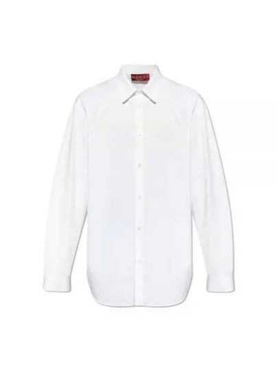 Logo Cotton Long Sleeve Shirt White - GUCCI - BALAAN 2