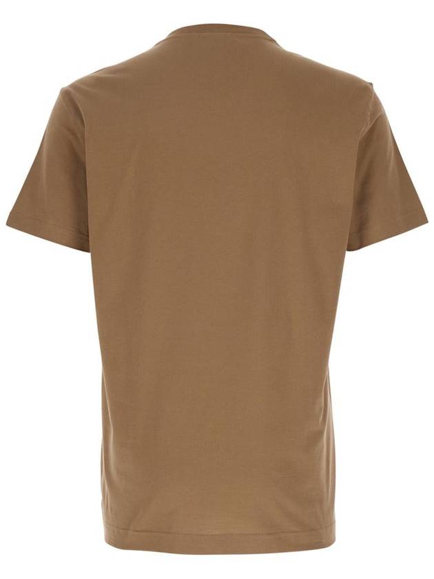 Beige Crewneck T-Shirt With Logo Patch On The Front In Cotton Man - DOLCE&GABBANA - BALAAN 2