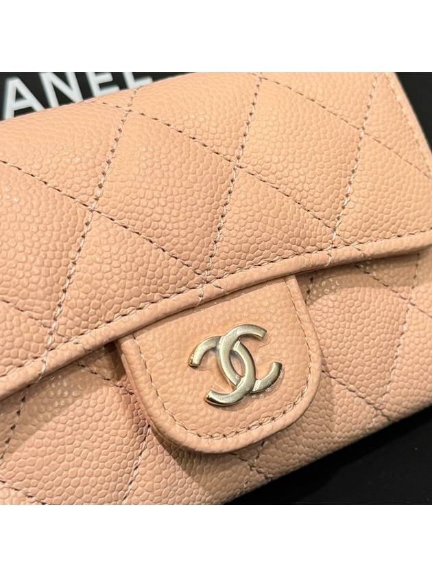 Classic caviar light beige champagne gold card wallet - CHANEL - BALAAN 6