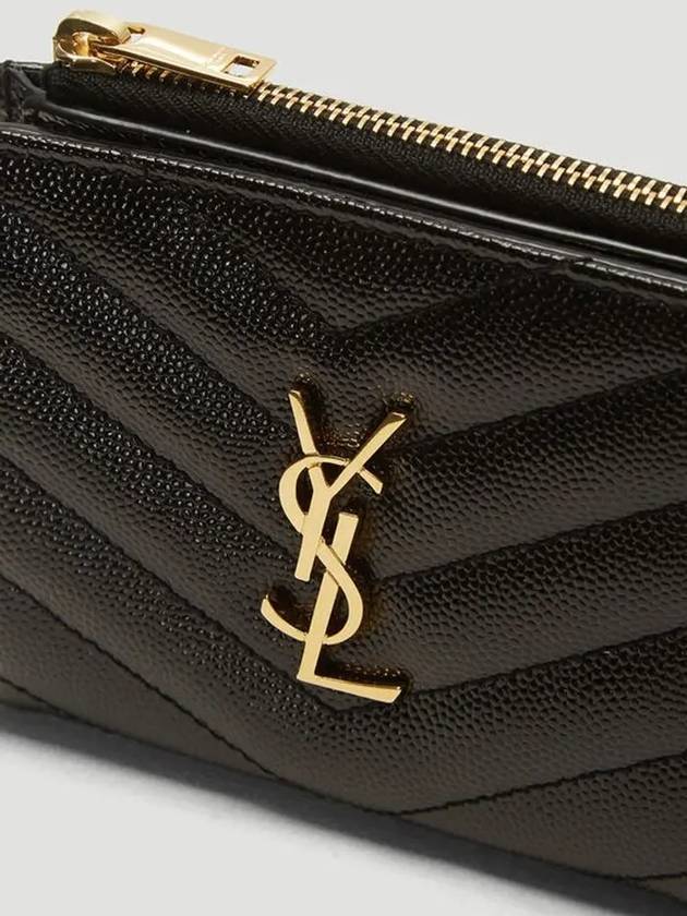 YSL Monogram Logo Chevron Quilted Leather Top Zipper Fold Wallet Medium Wallet - SAINT LAURENT - BALAAN 4