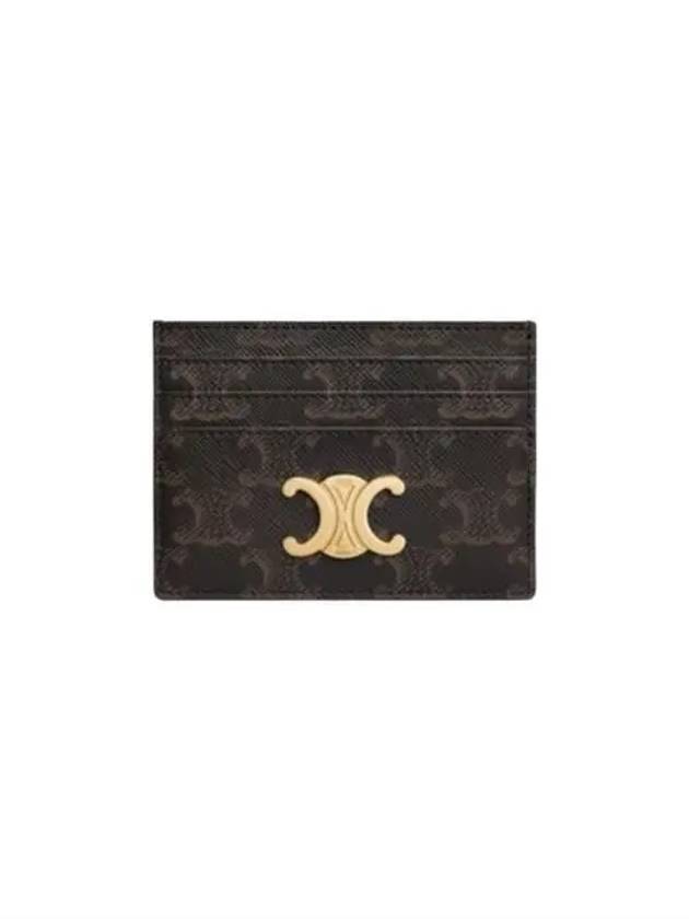 Triomphe Card Holder in Triomphe Canvas Tan - CELINE - BALAAN 2