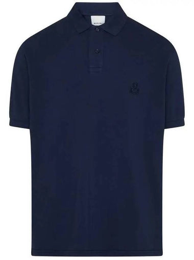 Afko Logo Cotton Polo Shirt Navy - ISABEL MARANT - BALAAN 1