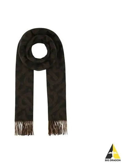 TB Monogram Fringe Cashmere Scarf Brown - BURBERRY - BALAAN 2