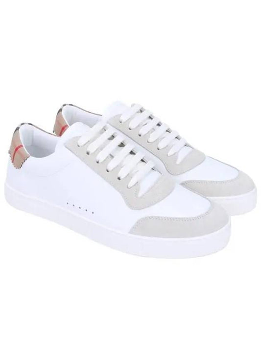 Leather Suede Check Cotton Low Top Sneakers White - BURBERRY - BALAAN 2