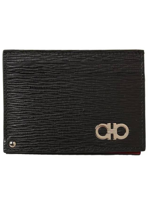 Double Gancini Leather Card Wallet Black - SALVATORE FERRAGAMO - BALAAN 2