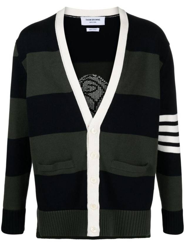 V neck striped cardigan MKC543AY3016 - THOM BROWNE - BALAAN 1