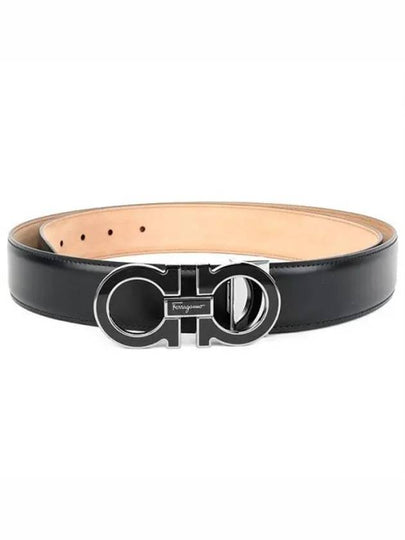 Gancini Metal Logo Leather Belt Black - SALVATORE FERRAGAMO - BALAAN 2