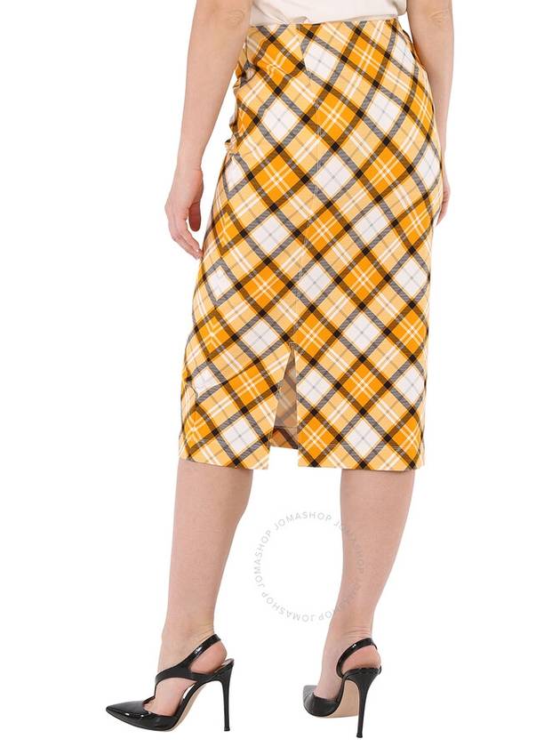 Burberry Ladies Citrus Orange Check Print Stretch Jersey Pencil Skirt, Brand Size 6 (US Size 4) - BURBERRY - BALAAN 3