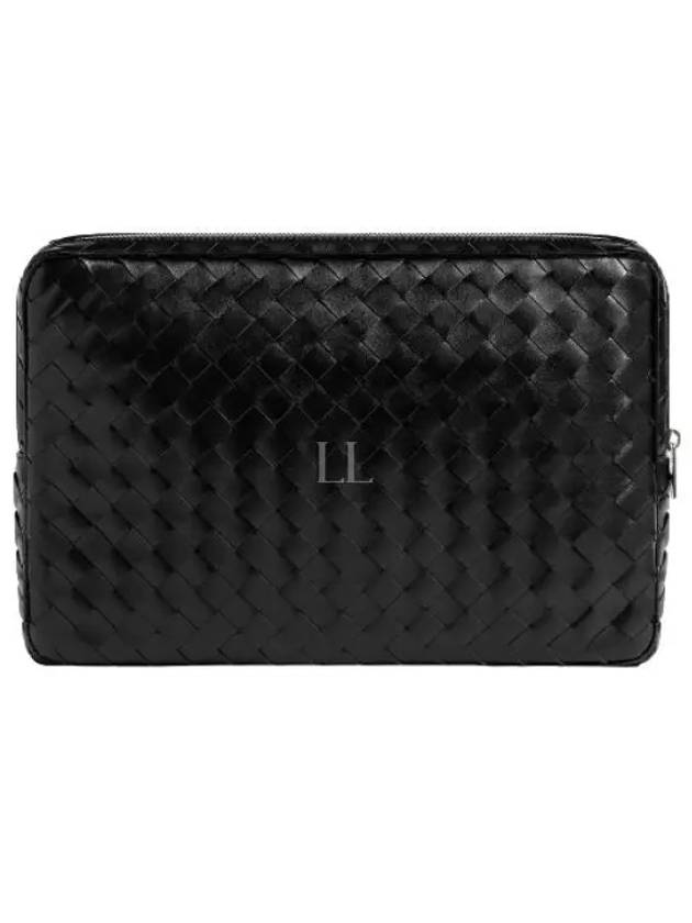 Intrecciato Zipper Leather Laptop Sleeve Black - BOTTEGA VENETA - BALAAN 2