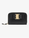 Vara Bow Zipper Card Wallet Black - SALVATORE FERRAGAMO - BALAAN 3