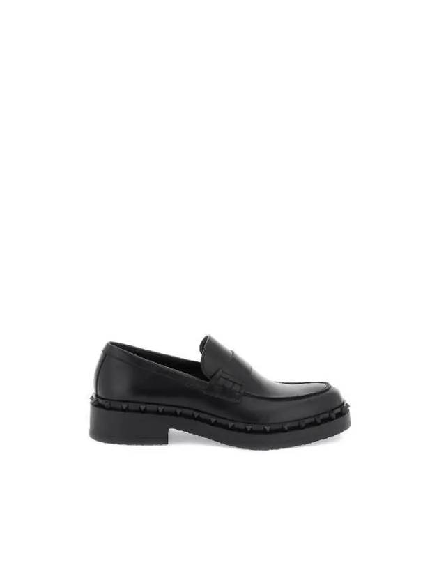 Rockstud Leather Loafers Black - VALENTINO - BALAAN 2