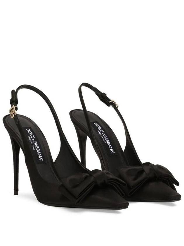 Bow Detail Satin Slingback Heel Black - DOLCE&GABBANA - BALAAN 5