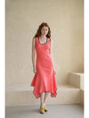 Caisienne slim fit sleeveless slit unbalanced knit dress_coral - CAHIERS - BALAAN 8