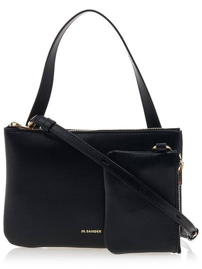 Logo Leather Zipper Tote Bag Black - JIL SANDER - BALAAN 2