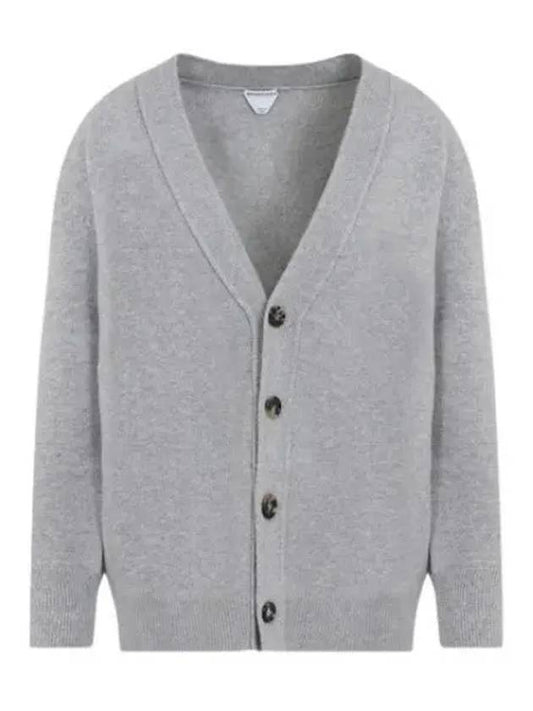 Intrecciato Leather Patch Cardigan Light Grey Melange - BOTTEGA VENETA - BALAAN 2