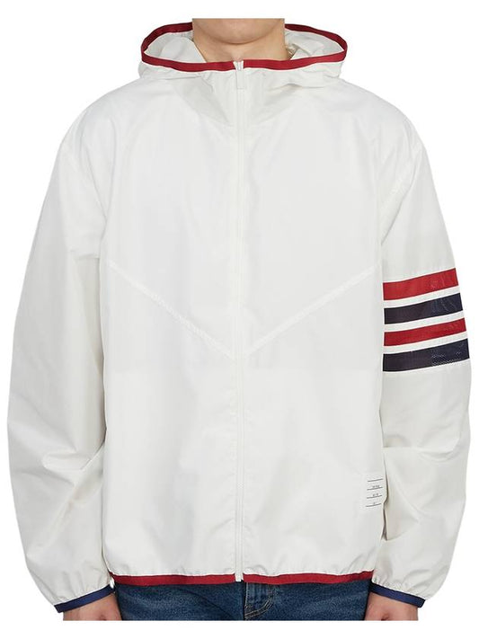 Military Ripstop Mesh 4-Bar Packable Hooded Jacket White - THOM BROWNE - BALAAN 2