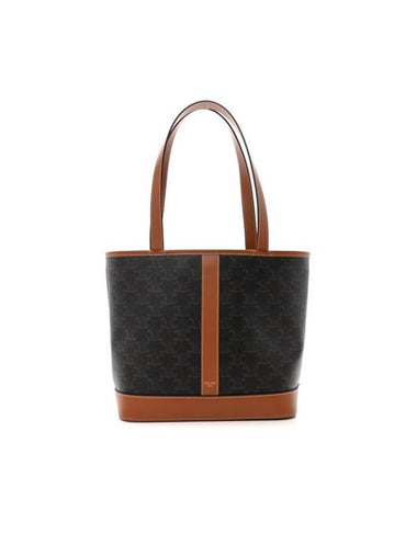 Triomphe Canvas Calfskin Tote Bag Brown Black - CELINE - BALAAN 1