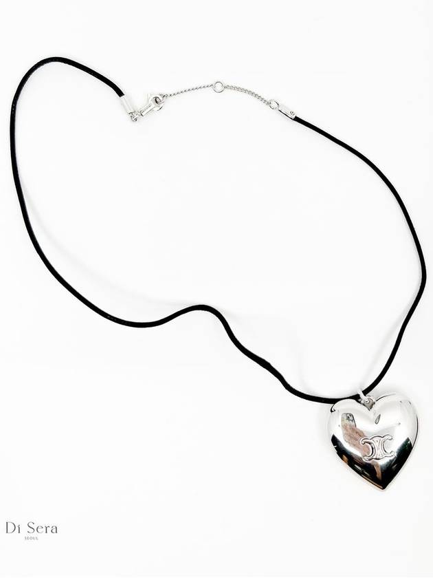 Coeur Triomphe Brass Rhodium Cotton Necklace Silver Black - CELINE - BALAAN 3