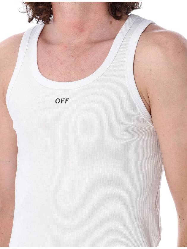 Off Stamp ribbed tank top - OFF WHITE - BALAAN 3