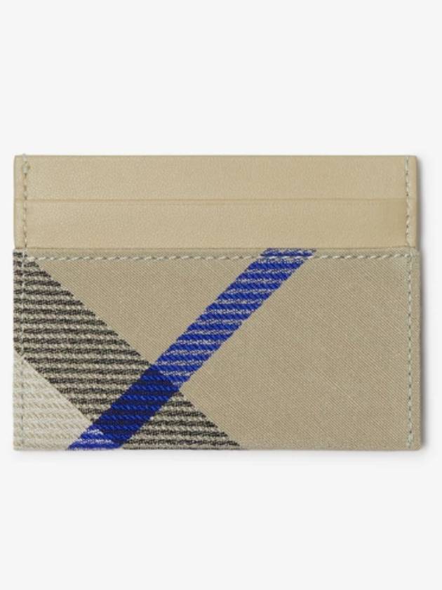 Checked Leather Card Wallet Beige - BURBERRY - BALAAN 3