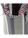 Women's Stripe Pebble Grain Bucket Bag Medium Grey - THOM BROWNE - BALAAN 10