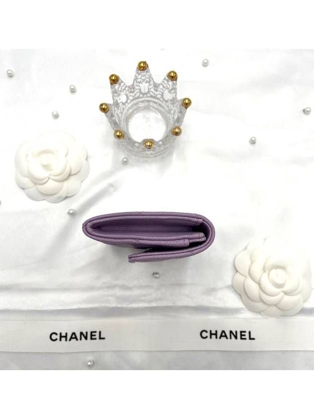 CC Logo Classic Caviar Card Wallet Purple - CHANEL - BALAAN 6