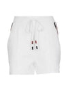 Stretch Viscose Intarsia Side Stripe Pintuck Shorts White - THOM BROWNE - BALAAN 2