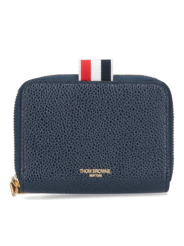 Logo Zip Around Half Wallet Navy - THOM BROWNE - BALAAN 1