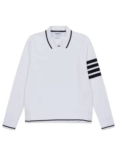 Women's Tipping Jersey Viscose Polo Shirt White - THOM BROWNE - BALAAN 2