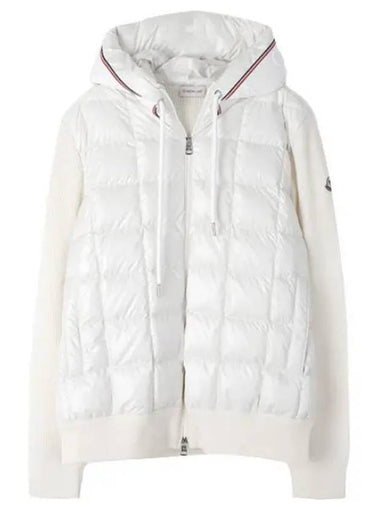 Logo patch padded wool hoodie cardigan - MONCLER - BALAAN 1