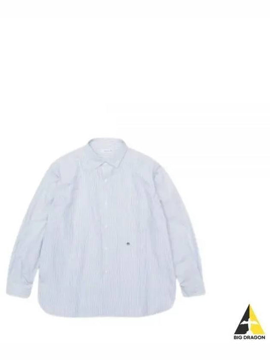 24 Regular Collar Stripe Wind Shirt Sax SUGF362 SX - NANAMICA - BALAAN 1